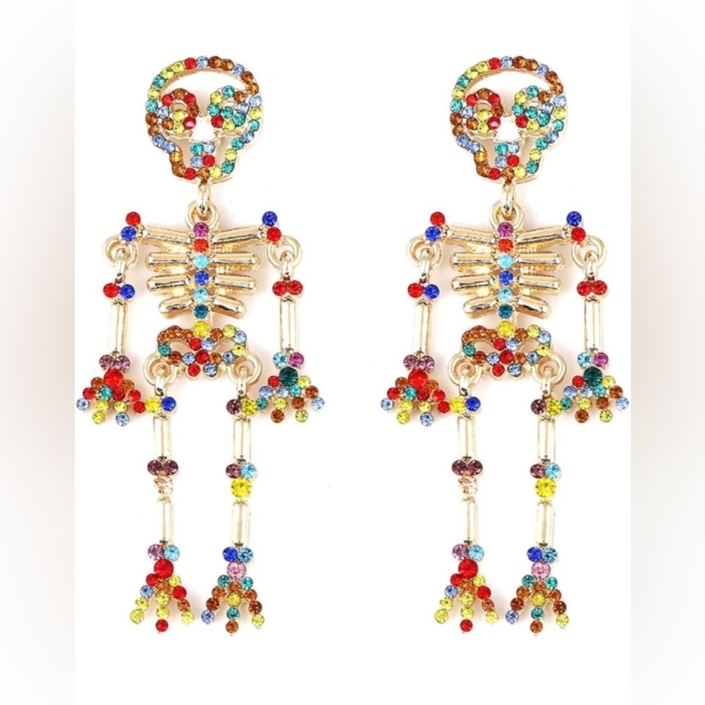 Skeleton Multicolor Rhinestone Earrings